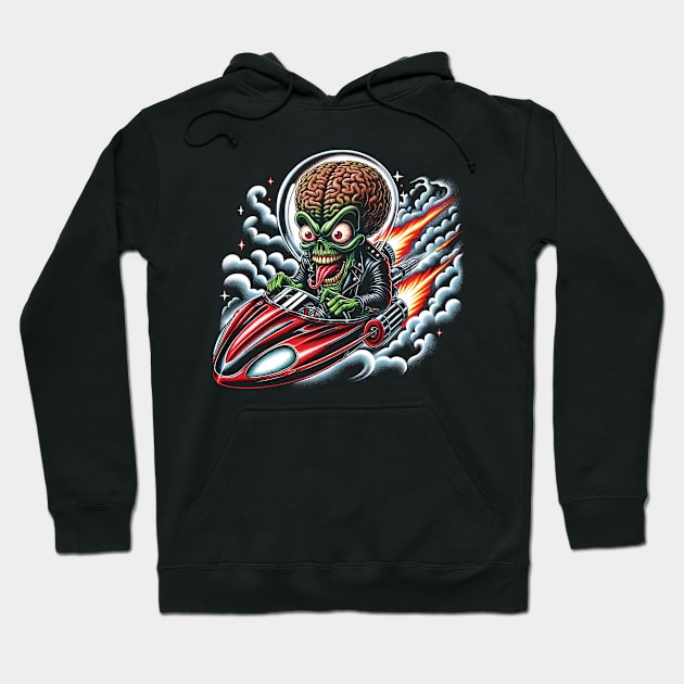 Mars Attacks Ack Hot Rod by HomeStudio Hoodie by HomeStudio